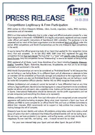 Competitions Legitimacy & Free Participation 24-3-2017
